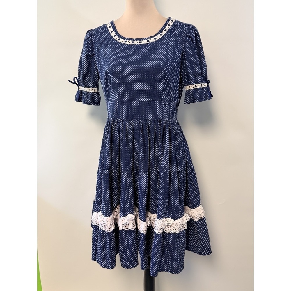 Vintage Womens Dance Dress Prairie Western Cottagecore Polka Dots Small OOAK